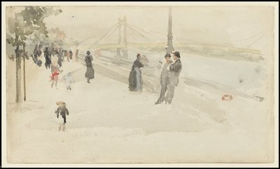 Rosa e prata - Chelsea, o aterro, c.1885 de James Abbott McNeill Whistler