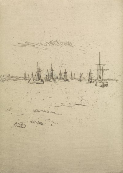 Retornar a Tilbury, de um conjunto de doze gravuras intitulado The Naval Review, 1887 de James Abbott McNeill Whistler
