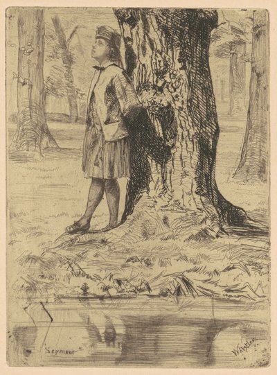 Seymour em pé debaixo de uma árvore, 18581859. de James Abbott McNeill Whistler