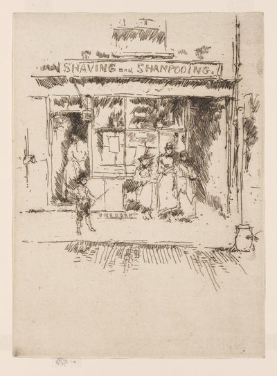 Barbear e lavar o cabelo, c.1886-88 (gravura; tinta sobre papel) de James Abbott McNeill Whistler