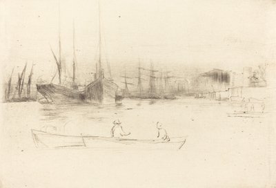 Barcos a vapor ao largo da Torre, 1875. de James Abbott McNeill Whistler