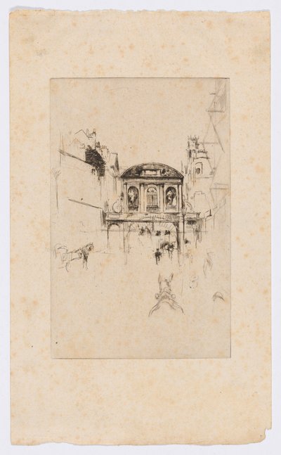 Temple Bar, c.1877 (gravura e ponta seca; tinta sobre papel) de James Abbott McNeill Whistler
