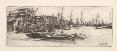 Thames Warehouses, 1859. de James Abbott McNeill Whistler