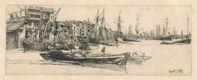 Thames Warehouses, 1859. de James Abbott McNeill Whistler
