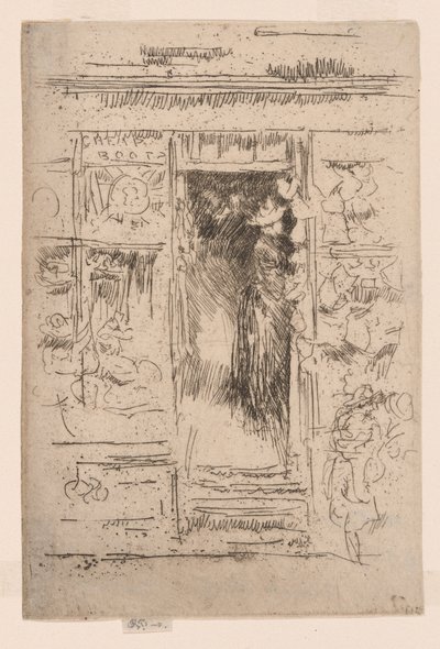 The Bonnet-Shop, c.1884-86 (gravura; tinta sobre papel) de James Abbott McNeill Whistler