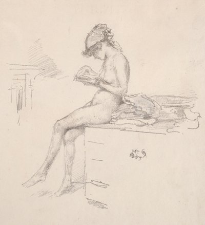 A pequena leitura do modelo nu, 1890. de James Abbott McNeill Whistler