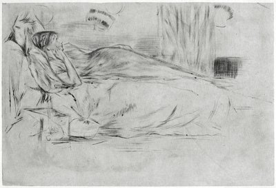 O modelo, deitado, c1864 1904. de James Abbott McNeill Whistler