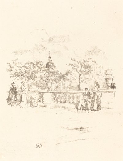 O Panteão, do Terraço dos Jardins do Luxemburgo, 1893. de James Abbott McNeill Whistler