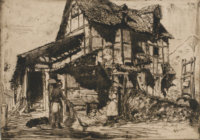 O Cortiço Inseguro. Uma das Doze Etchings da Natureza. O Conjunto Francês, 1858. de James Abbott McNeill Whistler