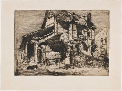 O Cortiço Inseguro. Uma das doze gravuras da Nature The French Set, 1858. de James Abbott McNeill Whistler