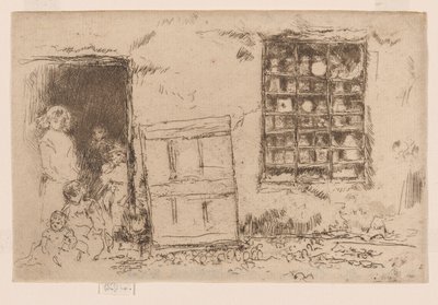 A loja de doces da aldeia, c.1884-86 (gravura; tinta sobre papel) de James Abbott McNeill Whistler