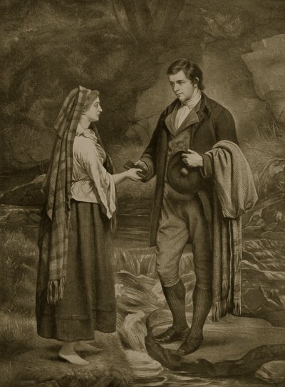 Noivado de Robert Burns e Highland Mary, 1785, ilustração da "História da nação britânica" de Hutchinson, c.1923 de James Archer