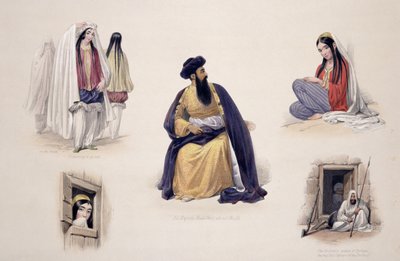 Um retrato de Sua Majestade Shah-Soojah-Ool-Moolk (1780-1842), de &39;Sketches in Afghaunistan&39;, gravado por Charles Haghe (1810-1888) e Louis Haghe (1806-1885), publicado por Henry Graves, 1842 ( cor acesa de James Atkinson