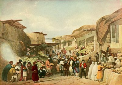 A rua principal no bazar de Cabul na estação das frutas, c1840, 1901. de James Atkinson