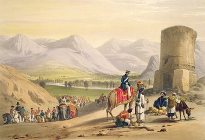 O Vale de Maidan, de &39;Sketches in Afghaunistan&39;, gravado por Charles Haghe (1810-1888) e Louis Haghe (1806-85), publicado por Henry Graves, 1842 de James Atkinson