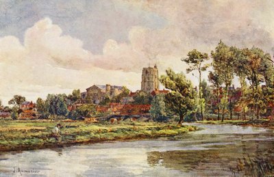 O Waveney em Beccles, com a igreja de São Miguel (litografia a cores) de James Aumonier