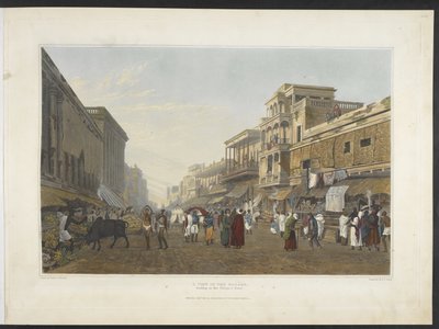 Uma vista no Bazar, que conduz à Estrada Chitpore, de 