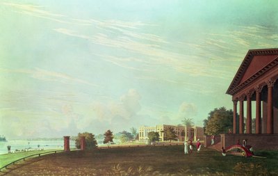 Barrackpore House, Calcutá, gravado por Robert Havell, pub. 1824 (gravura) de James Baillie Fraser