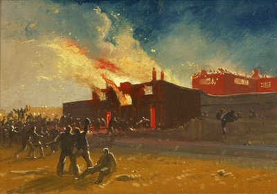 Bristol Motins: The Burning of Lawford&39;s Gate Prison, c.1831 (óleo sobre papel) de James Baker Pyne