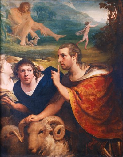 Retratos de James Barry e Edmund Burke nos personagens de Ulisses e seu companheiro fugindo da Caverna de Polifemo, em 1776 de James Barry