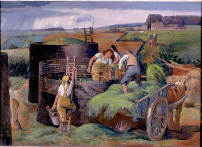 Silagem, c.1940 (óleo sobre tela) de James Bateman