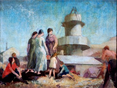 The Lime Burner, c.1936 (lápis, óleo e cera em painel) de James Bateman