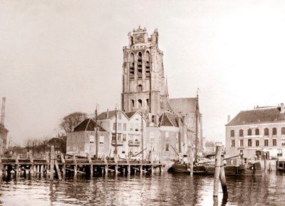 Igreja no canal, Dordrecht, Holanda, 1898 de James Batkin