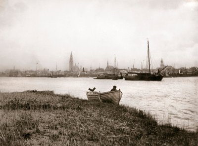 Barco a remos por um canal, Roterdã, 1898. de James Batkin