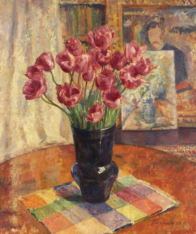 Tulipas numa Tigela Azul de James Bolivar Manson