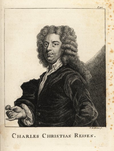 Retrato de Charles Christian Reisen (1680-1725), gravador inglês de gemas e selos de James Bretherton