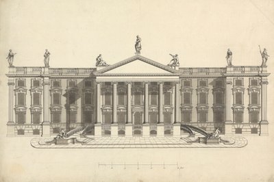 Desenho acabado da Mansão Palladian não identificada de James Bruce