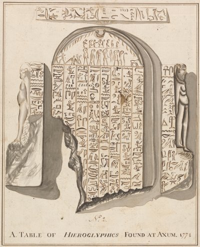 N.º 2. A. Tabela de Hieróglifos encontrada em Axum de James Bruce