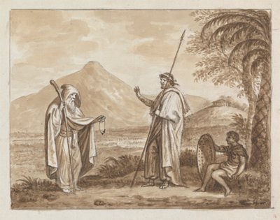 Velho, Guerreiro e Rapaz numa Paisagem Clássica de James Bruce