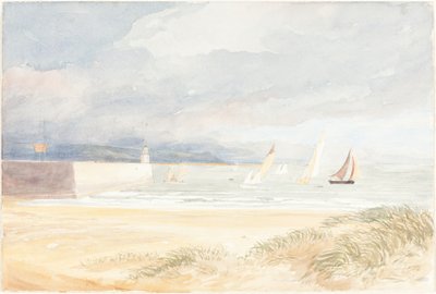 Shore Scene com Veleiros Portland, Dorset, 18221839. de James Bulwer