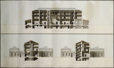 Projetos para uma casa neoclássica para Lord Charleville: três seções de James Byres