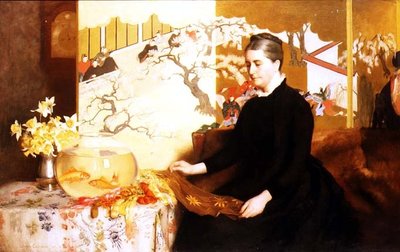 Lady With Japanese Screen and Goldfish (Retrato da Mãe da Artista) de James Cadenhead