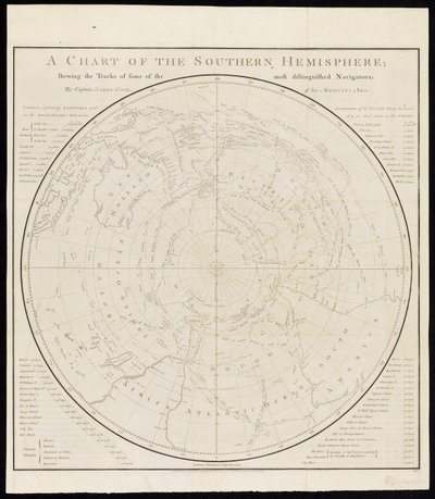 A chart of the southern hemisphere; shewing the tracks of some of the most distinguished navigators, by Captain James Cook, of His Majesty