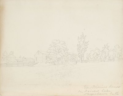 Mr. Mains House em Derwent Lake, Susquehanna Co. Pa., 1843 (grafite em papel creme) de James David Smillie