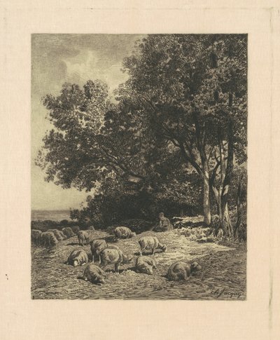 Paisagem com ovelhas de James David Smillie, after Charles Émile Jacque