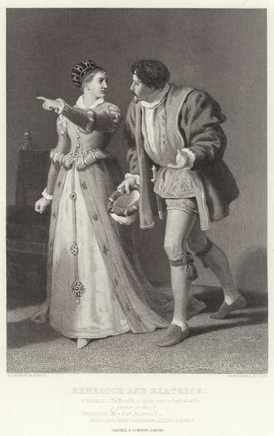Benedick e Beatrice, muito barulho por nada, ato IV, cena I de James Dawson Watson