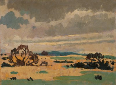 Paisagem francesa (óleo sobre painel) de James Dickson Innes