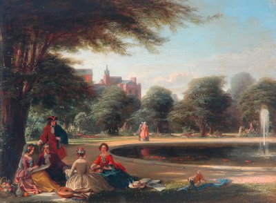 Hampton Court, a Fonte (óleo no painel) de James Digman Wingfield