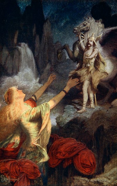 "Helgi Hundingsbane regressa a Valhalla", 1890.   de James Doyle Penrose