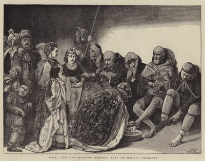 Humildade real, lavando os pés dos mendigos na Quinta-feira Santa de James Dromgole Linton