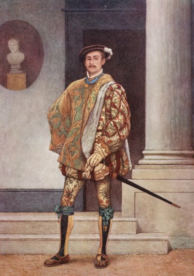 O Mercador de Veneza de Shakespeare: Gratiano (litografia a cores) de James Dromgole Linton