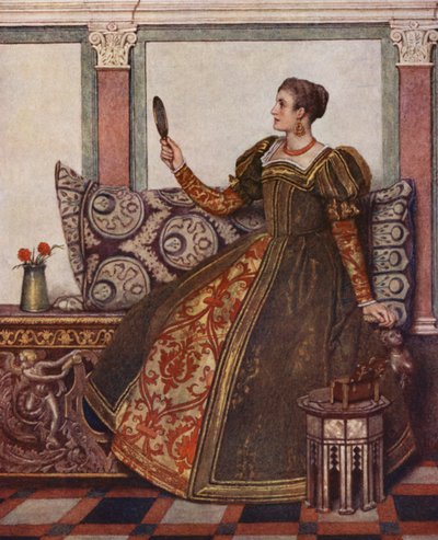 O Mercador de Veneza de Shakespeare: Nerissa (litografia a cores) de James Dromgole Linton