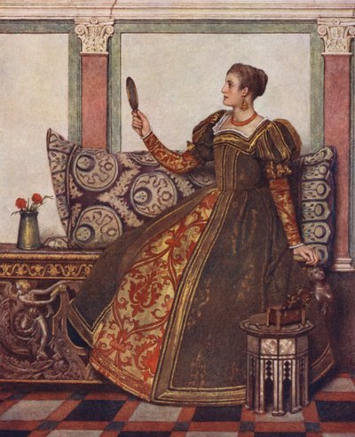 O Mercador de Veneza de Shakespeare: Nerissa (litografia a cores) de James Dromgole Linton