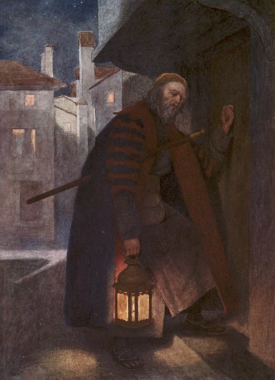 O Mercador de Veneza de Shakespeare: Shylock (litografia a cores) de James Dromgole Linton