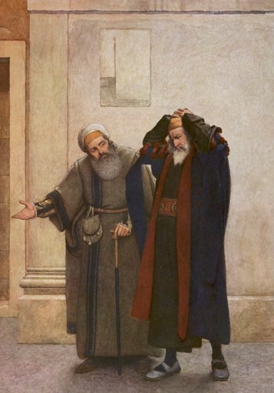 O Mercador de Veneza de Shakespeare: Shylock e Tubal (litografia a cores) de James Dromgole Linton