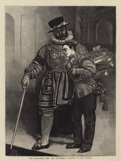 O Beefeater e o baterista, um esboço na torre de James Dromgole Linton